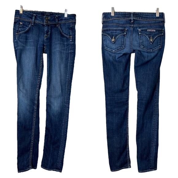 Hudson Collin Jeans Back Flap Pocket 2 Button Front Elm Dark Wash Size 25 - Picture 10 of 11